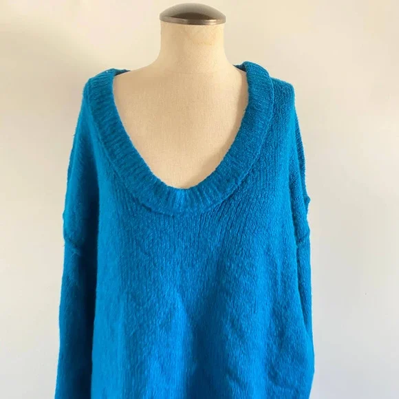 Free People Brookside Tunic Sweater In Halcyon Blue  OB1153857 - Picture 3 of 7